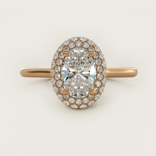 Rollover Halo Diamond Basket Engagement Ring in 18k Yellow Gold (3/8 ct. tw) - Oval Center