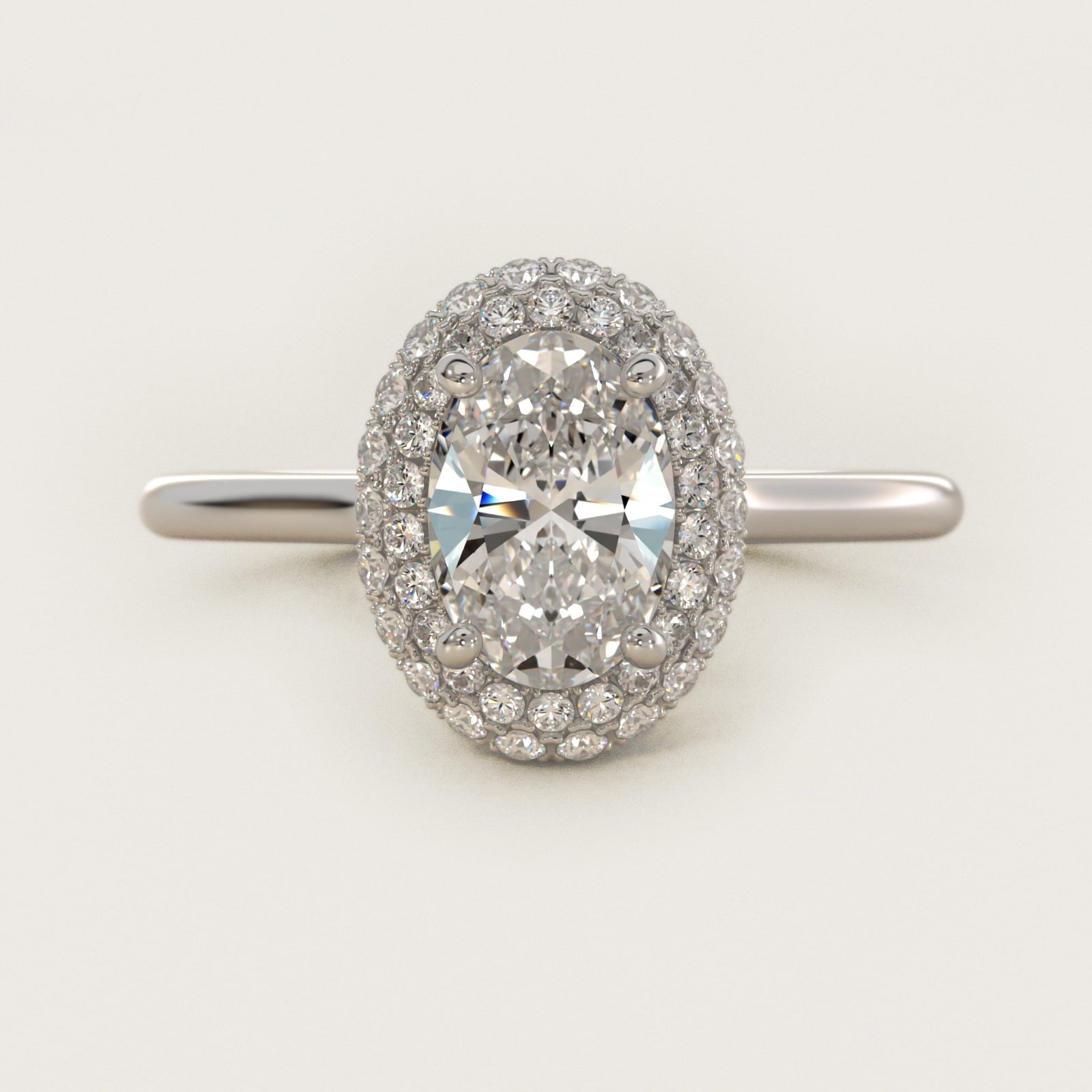 Rollover Halo Diamond Basket Engagement Ring in Platinum (3/8 ct. tw) - Oval Center