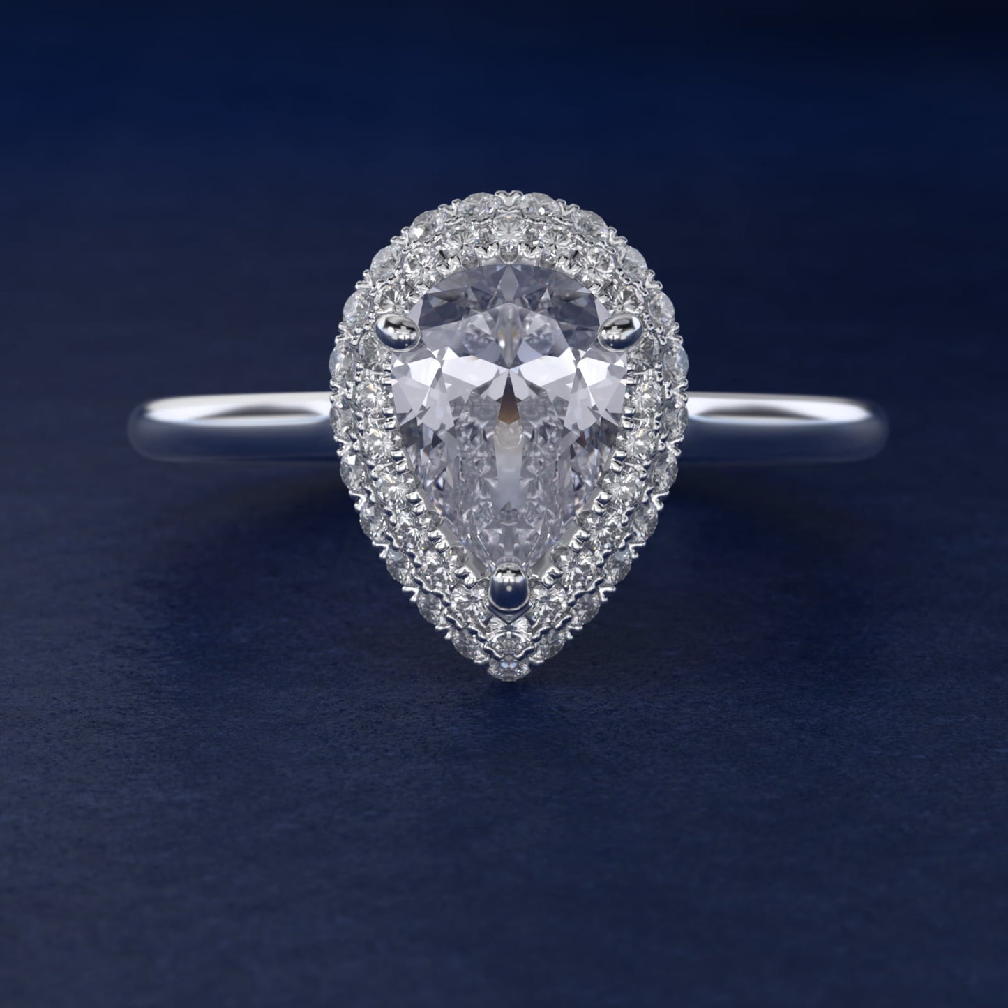 Rollover Halo Diamond Basket Engagement Ring in 14k White Gold (3/8 ct. tw) - Pear Center