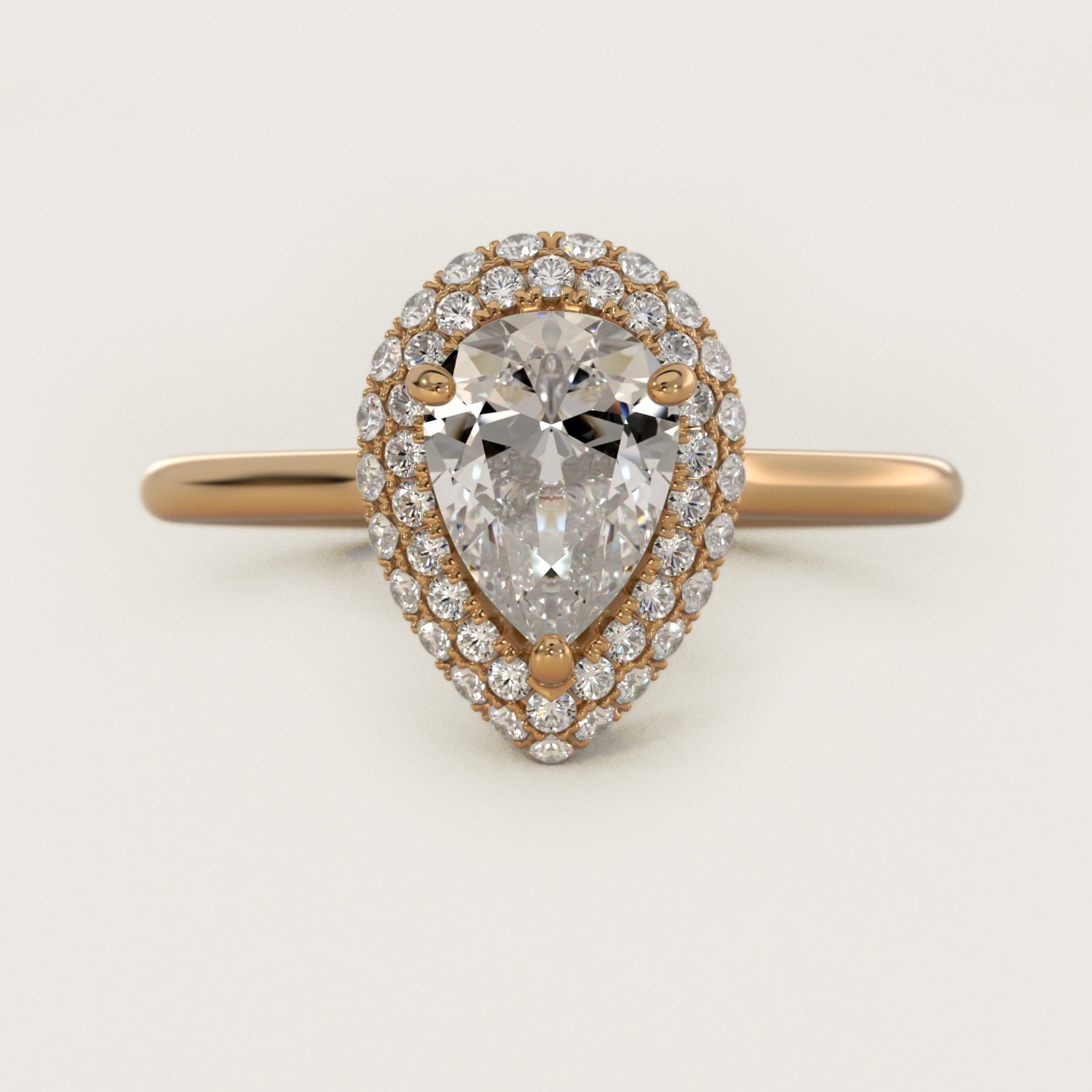 Rollover Halo Diamond Basket Engagement Ring in 14k Yellow Gold (3/8 ct. tw) - Pear Center