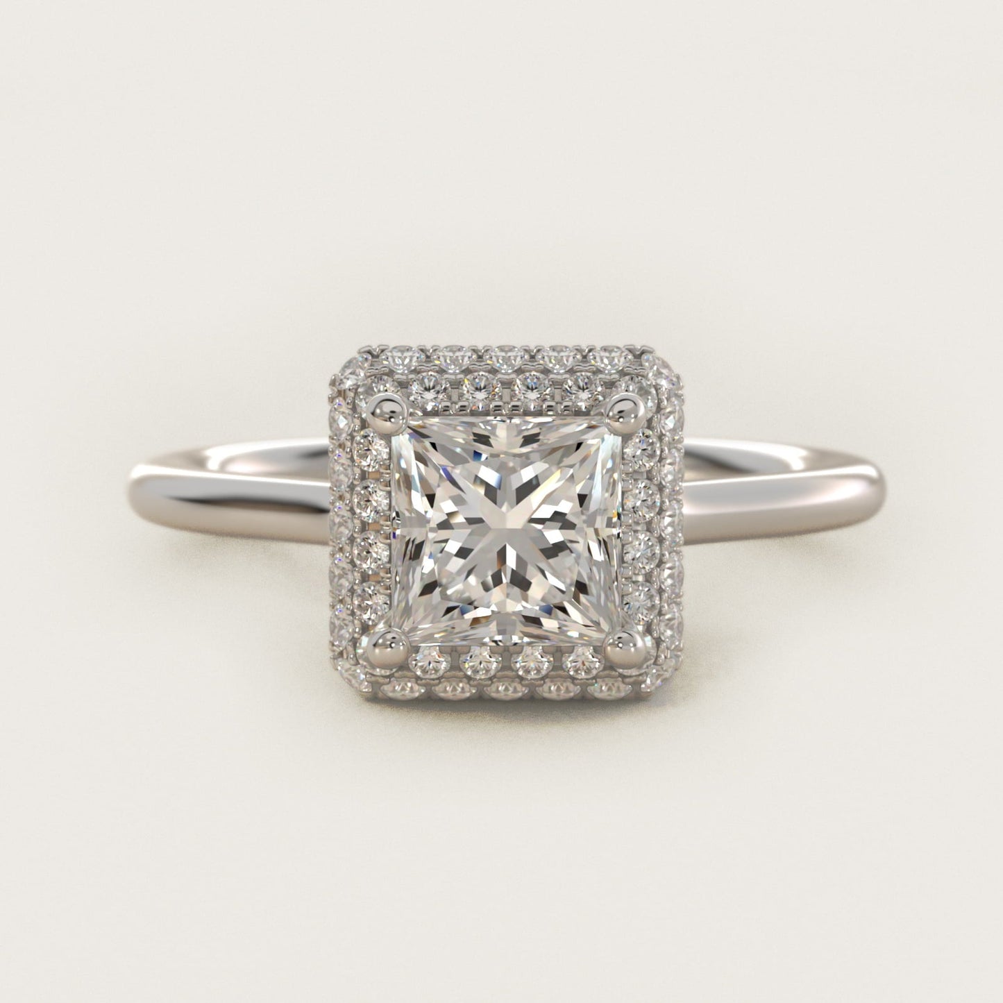 Rollover Halo Diamond Basket Engagement Ring in Platinum (3/8 ct. tw) - Princess Center