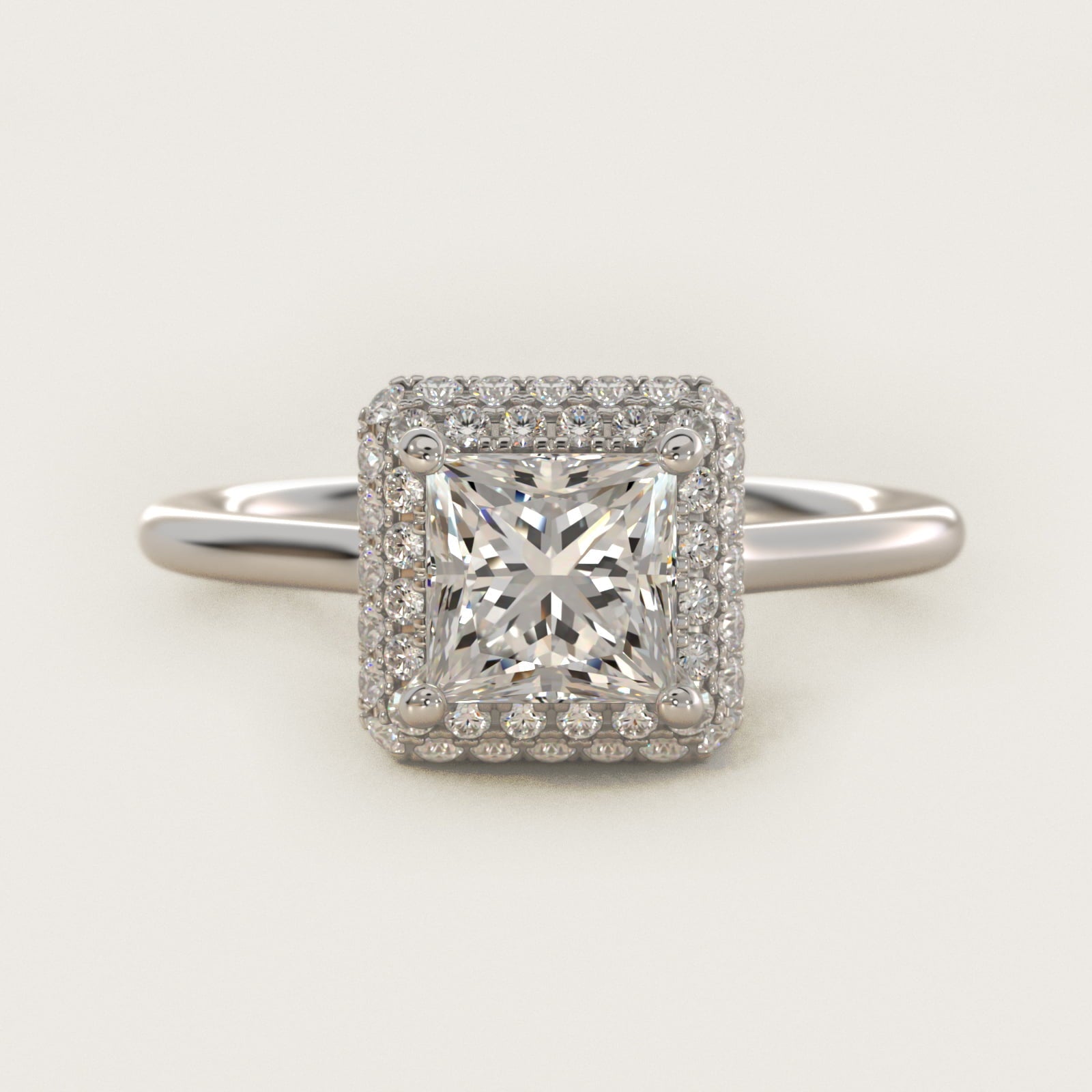Rollover Halo Diamond Basket Engagement Ring in Platinum (3/8 ct. tw) - Princess Center
