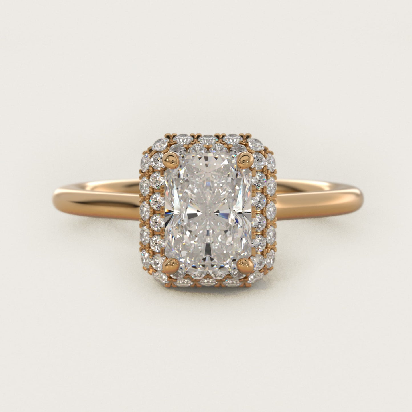 Rollover Halo Diamond Basket Engagement Ring in 14k Yellow Gold (3/8 ct. tw) - Radiant Center