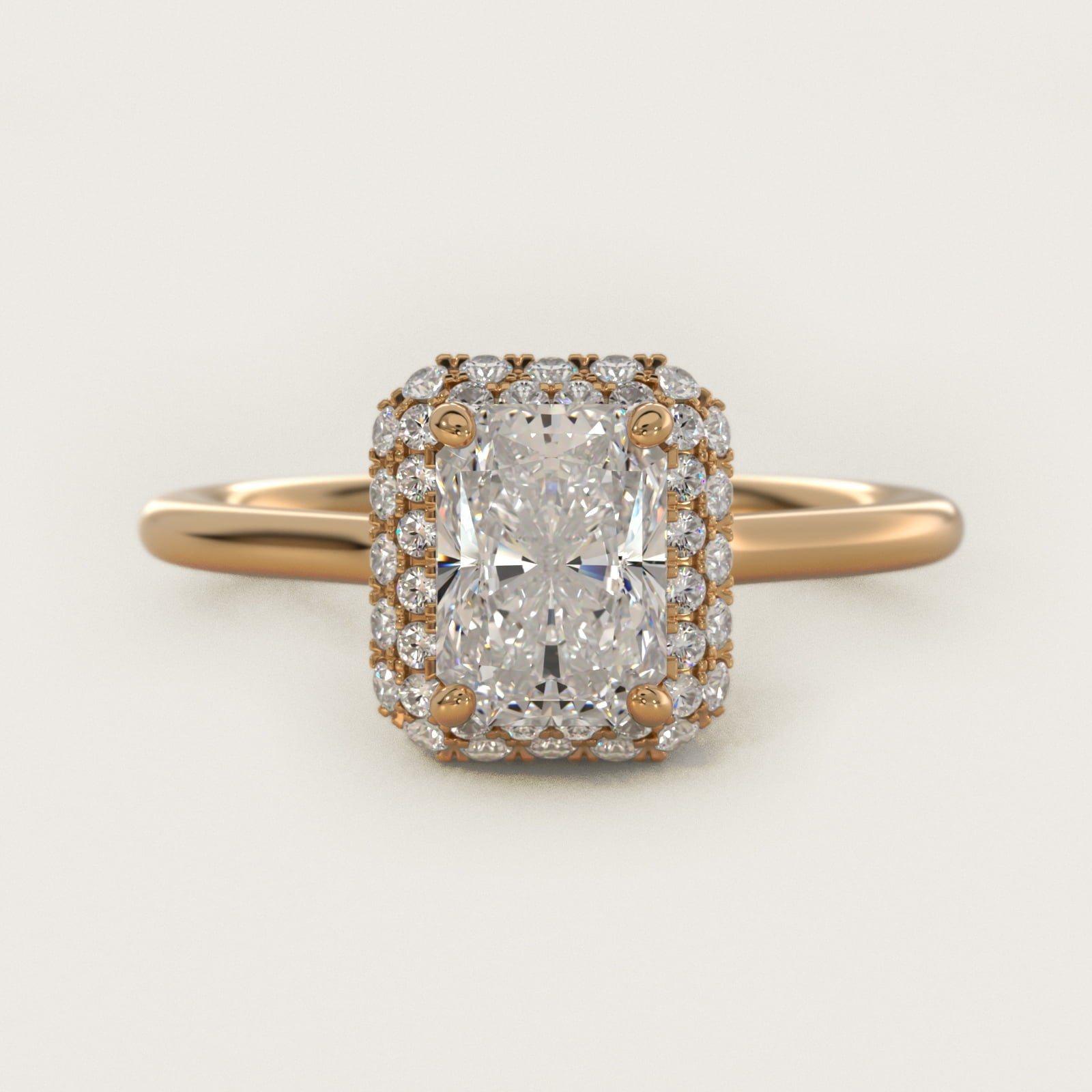 Rollover Halo Diamond Basket Engagement Ring in 14k Yellow Gold (3/8 ct. tw) - Radiant Center