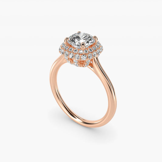 Rollover Halo Diamond Basket Engagement Ring in 14k Rose Gold (3/8 ct. tw) - Round Center