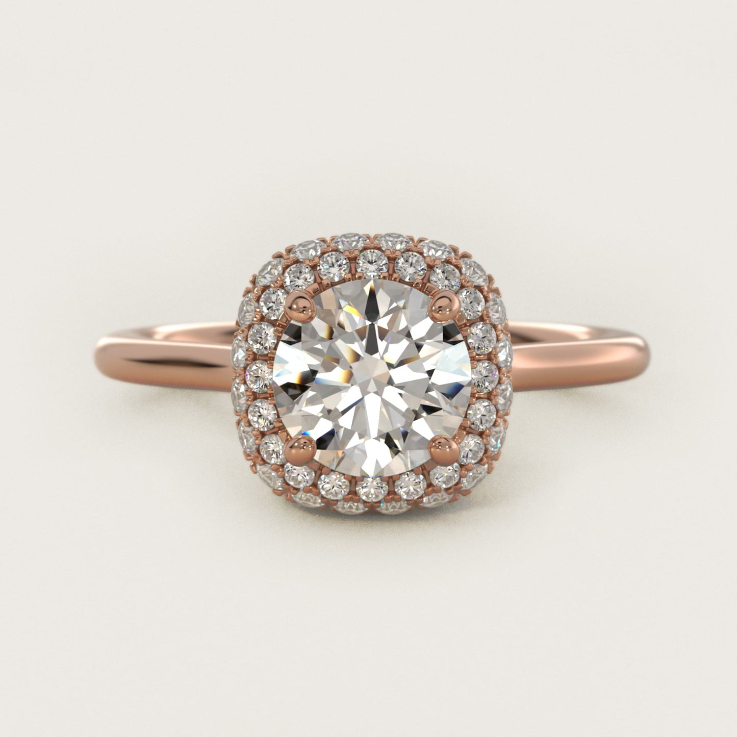 Rollover Halo Diamond Basket Engagement Ring in 14k Rose Gold (3/8 ct. tw) - Round Center