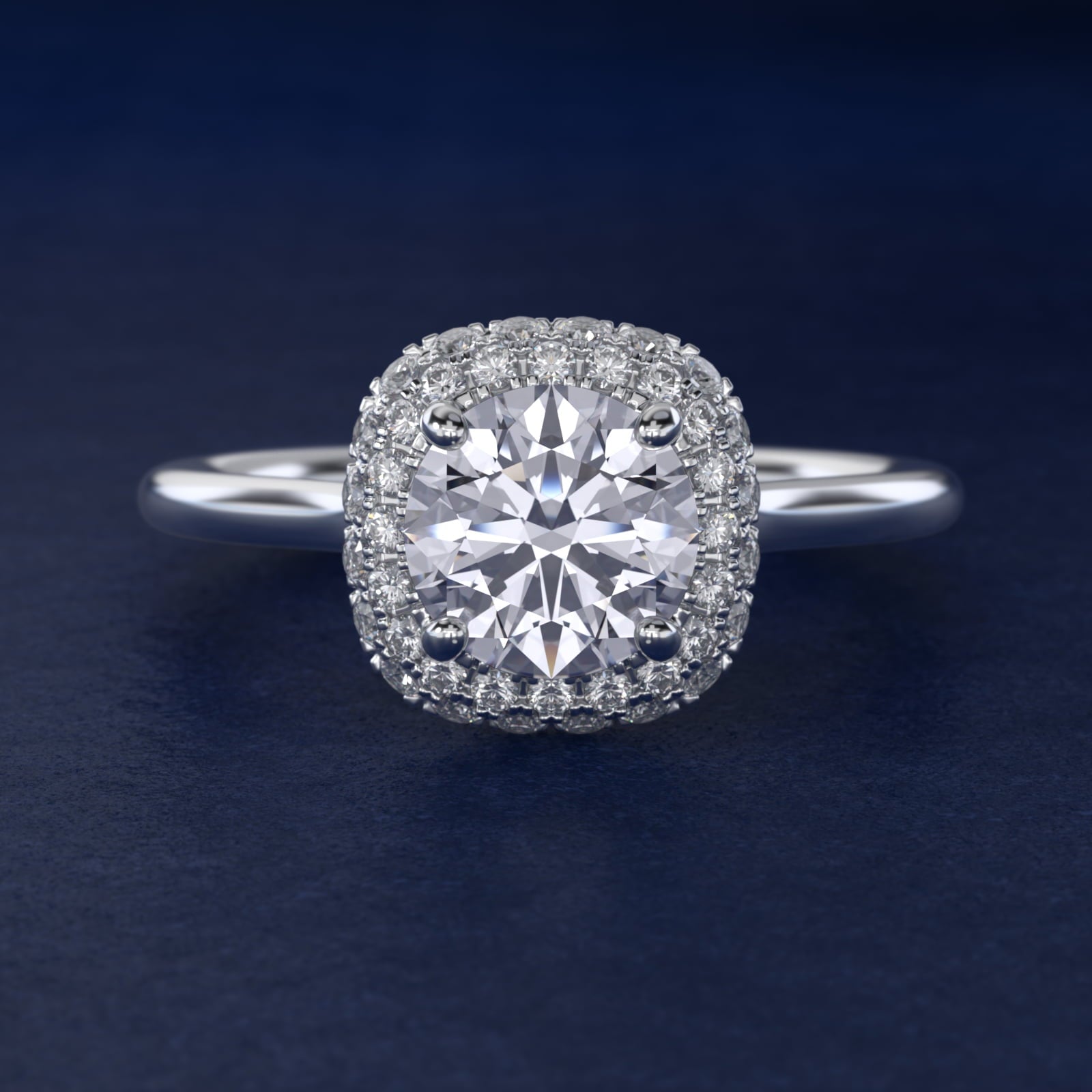 Rollover Halo Diamond Basket Engagement Ring in 14k White Gold (3/8 ct. tw) - Round Center