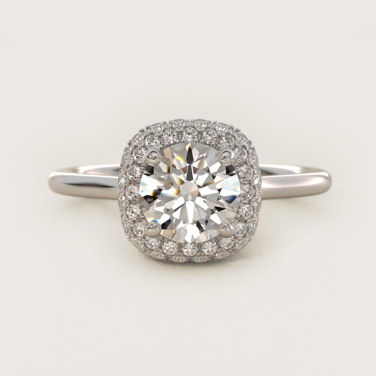 Rollover Halo Diamond Basket Engagement Ring in 14k White Gold (3/8 ct. tw) - Round Center