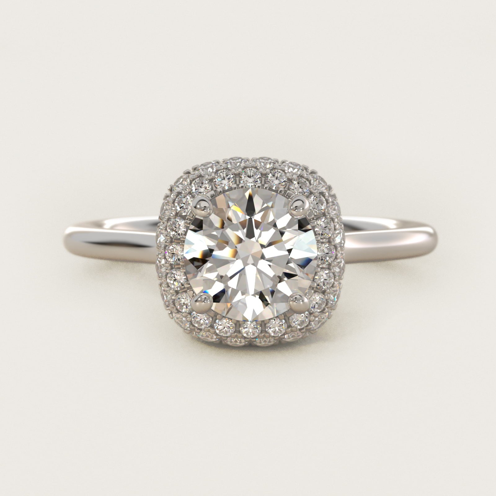 Rollover Halo Diamond Basket Engagement Ring in 14k White Gold (3/8 ct. tw) - Round Center