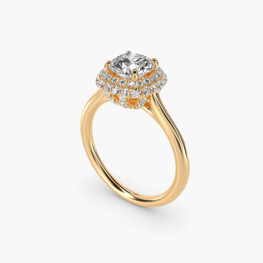 Rollover Halo Diamond Basket Engagement Ring in 14k Yellow Gold (3/8 ct. tw) - Round Center