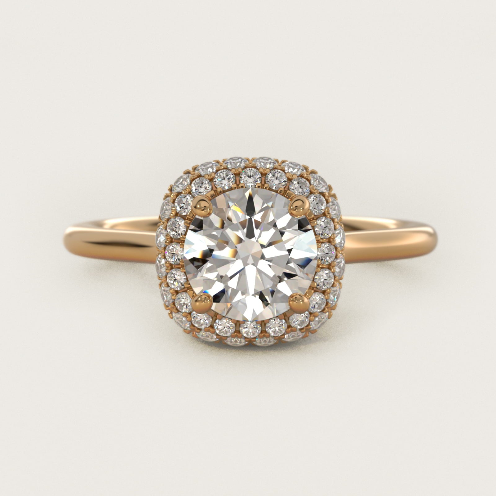 Rollover Halo Diamond Basket Engagement Ring in 14k Yellow Gold (3/8 ct. tw) - Round Center