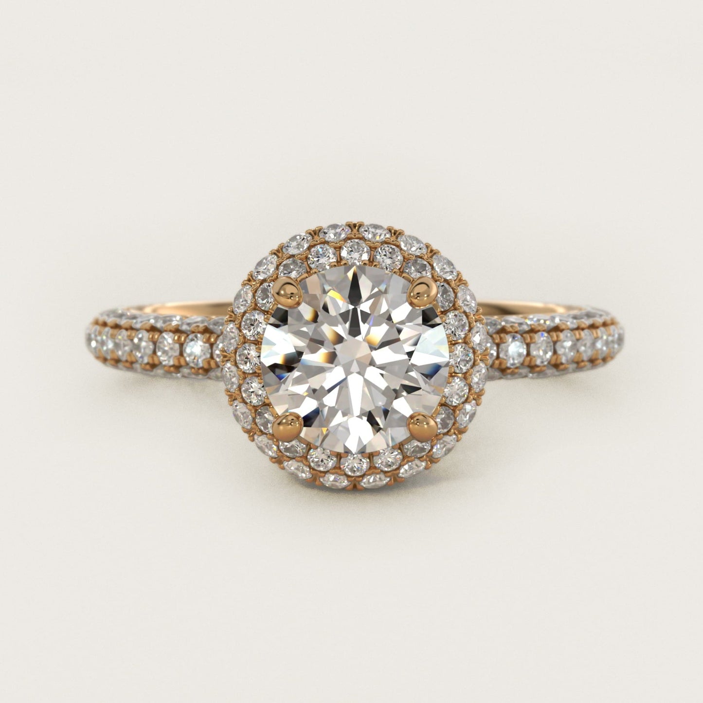 Rollover Halo Diamond Basket Engagement Ring in 18k Yellow Gold (3/8 ct. tw) - Round Center