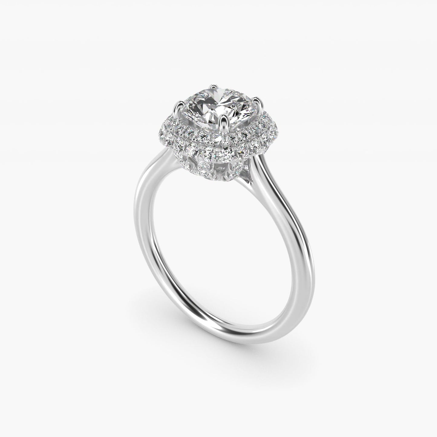 Rollover Halo Diamond Basket Engagement Ring in Platinum (3/8 ct. tw) - Round Center