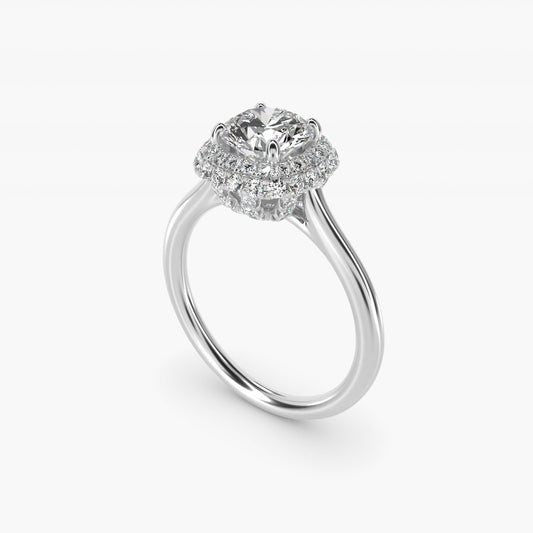 Rollover Halo Diamond Basket Engagement Ring in Platinum (3/8 ct. tw) - Round Center