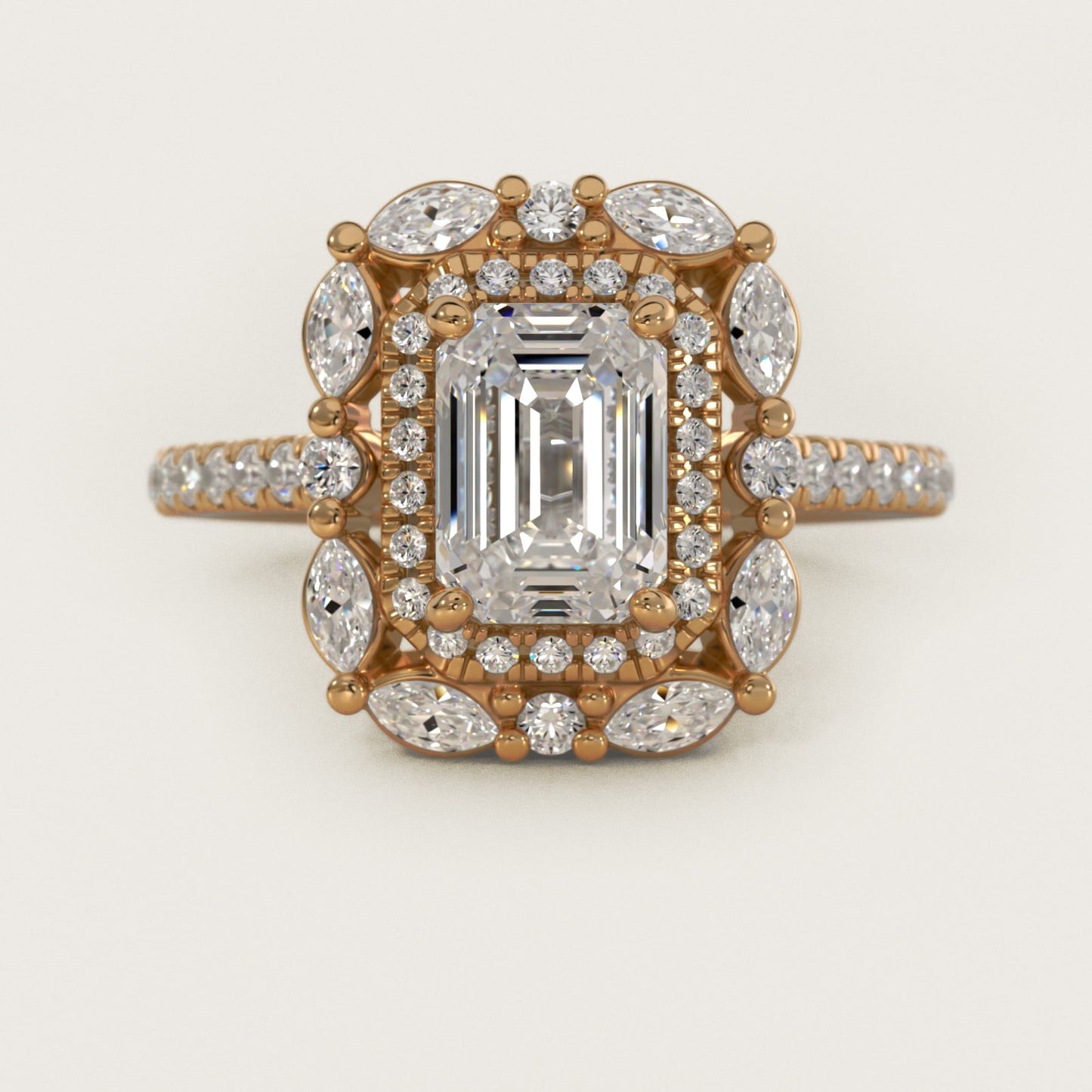 Romantic Diamond Floral Halo Engagement Ring in 14k Yellow Gold (1/2 ct. tw.) - Emerald Center