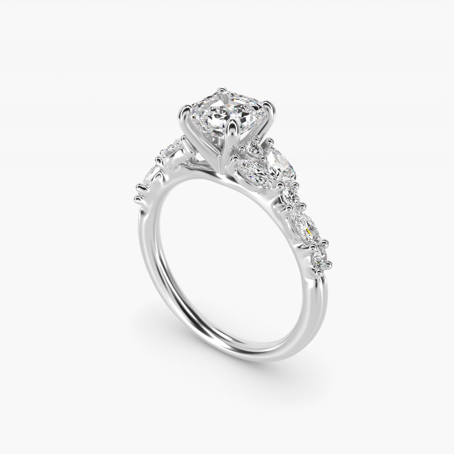 Romantic Pear and Round Diamond Twist Engagement Ring in 14k White Gold (1/2 ct. tw.) - Asscher Center