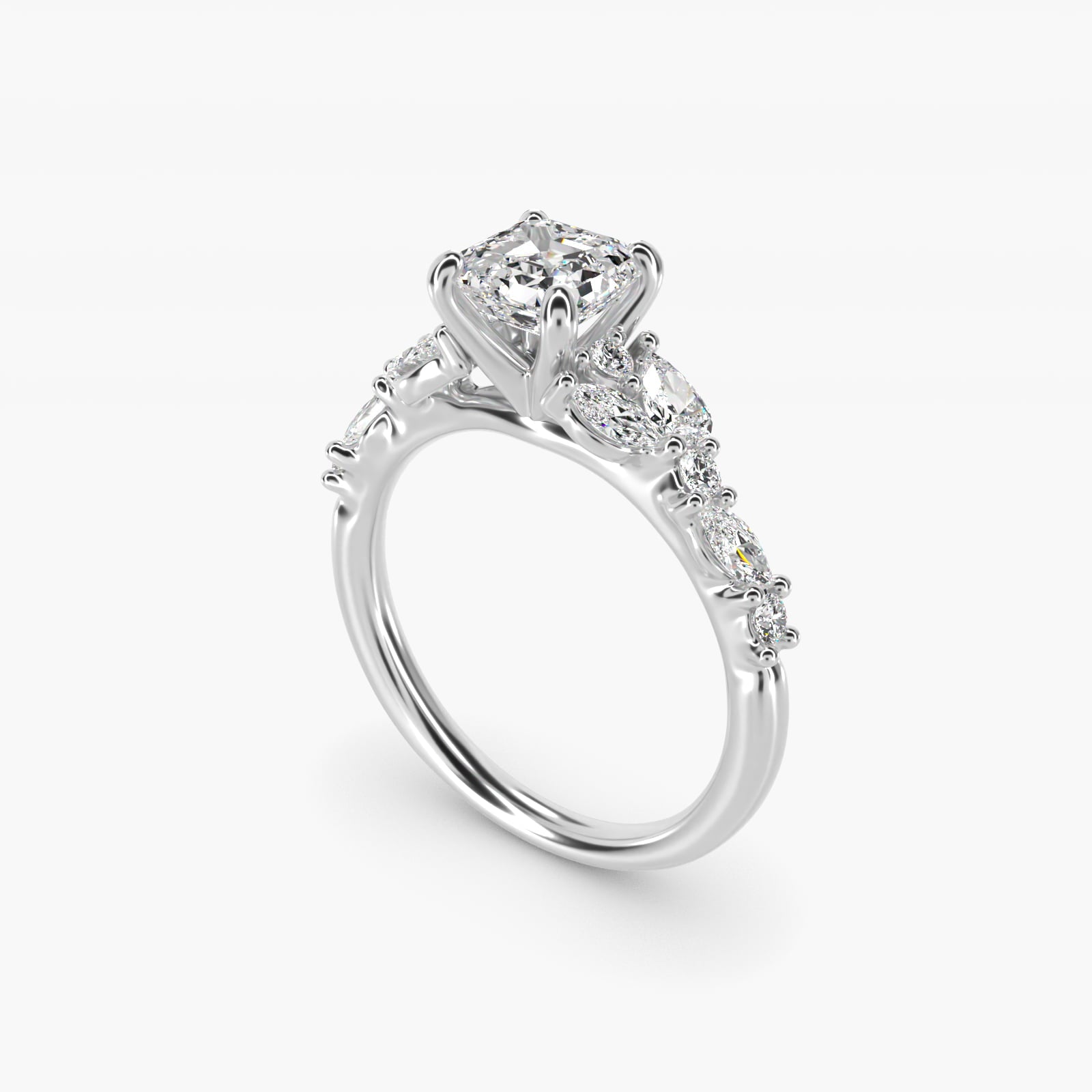 Romantic Pear and Round Diamond Twist Engagement Ring in 14k White Gold (1/2 ct. tw.) - Asscher Center