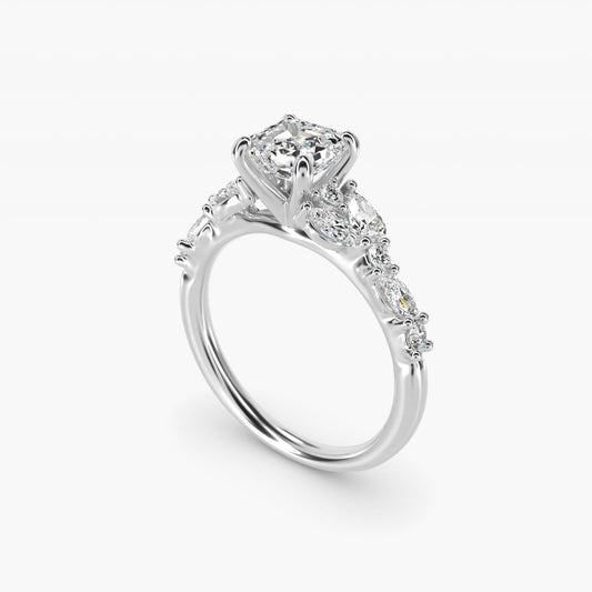 Romantic Pear and Round Diamond Twist Engagement Ring in 14k White Gold (1/2 ct. tw.) - Asscher Center