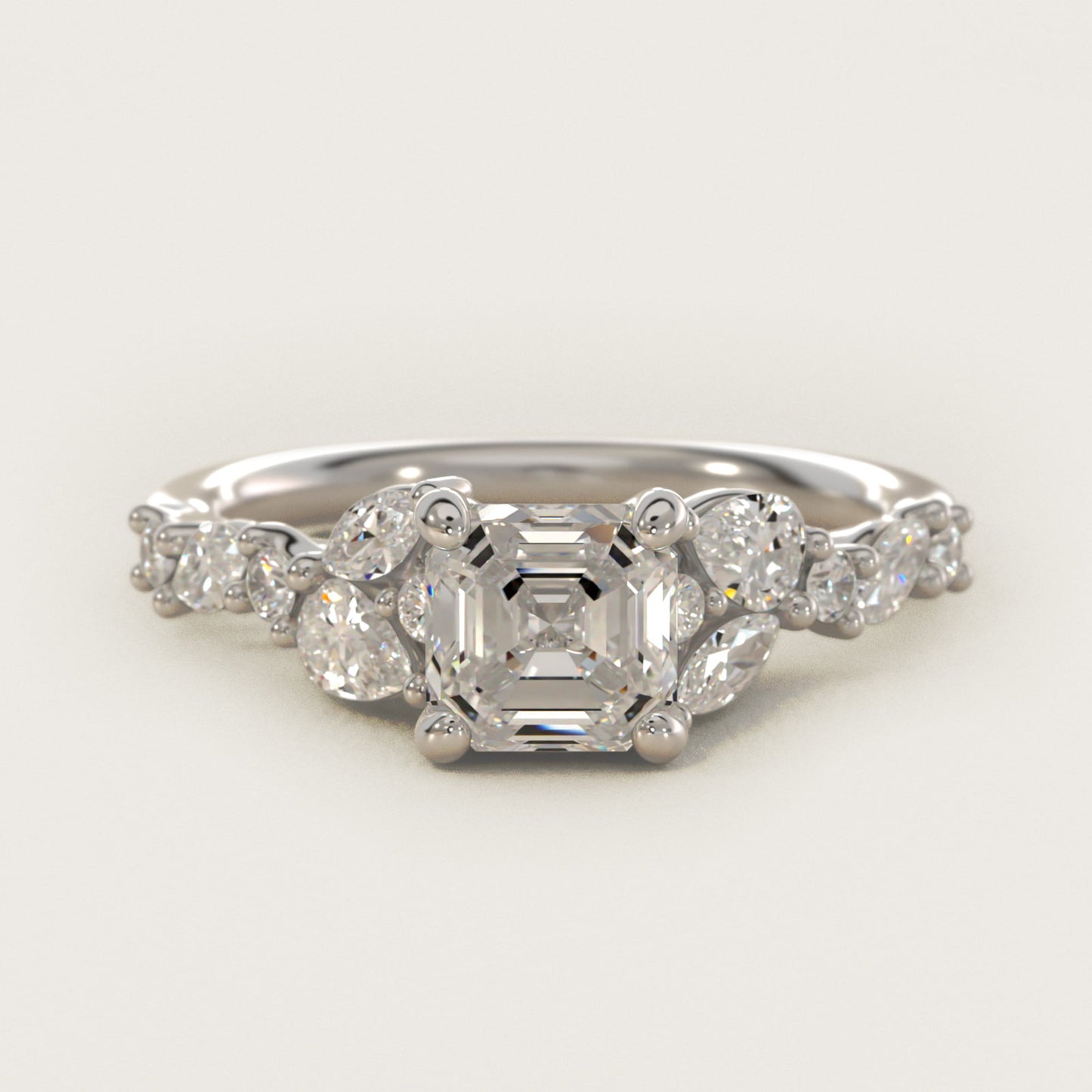 Romantic Pear and Round Diamond Twist Engagement Ring in 14k White Gold (1/2 ct. tw.) - Asscher Center