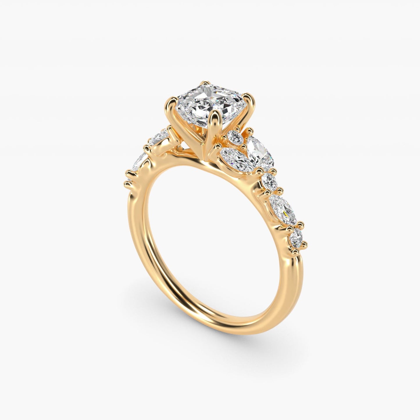 Romantic Pear and Round Diamond Twist Engagement Ring in 18k Yellow Gold (1/2 ct. tw.) - Asscher Center