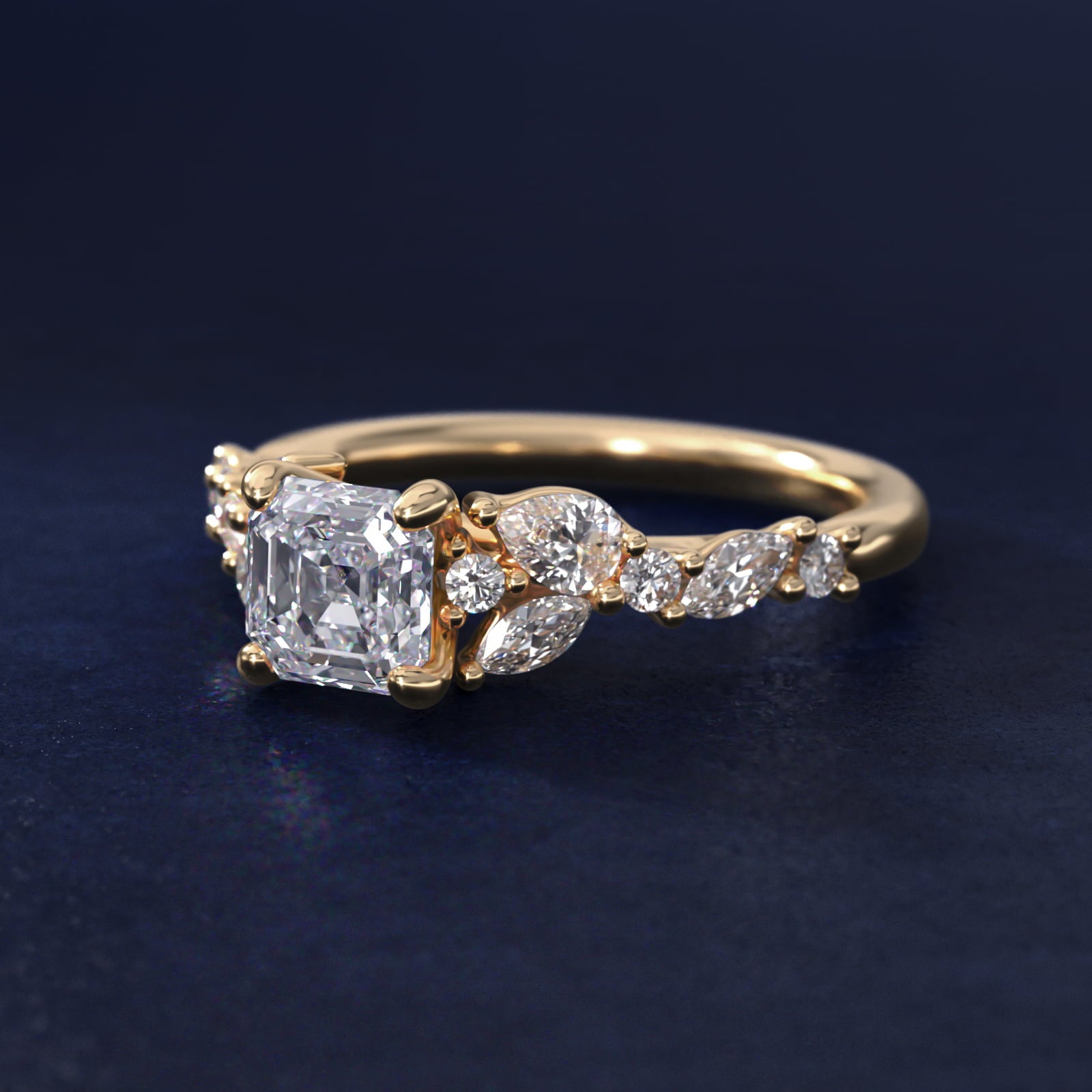 Romantic Pear and Round Diamond Twist Engagement Ring in 14k Yellow Gold (1/2 ct. tw.) - Asscher Center