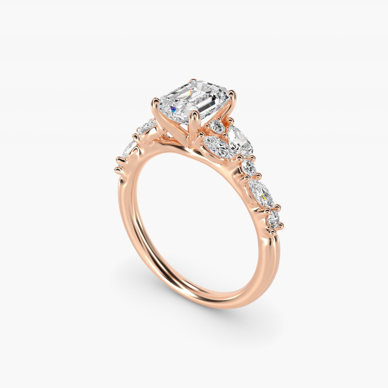Romantic Pear and Round Diamond Twist Engagement Ring in 14k Rose Gold (1/2 ct. tw.) - Emerald Center