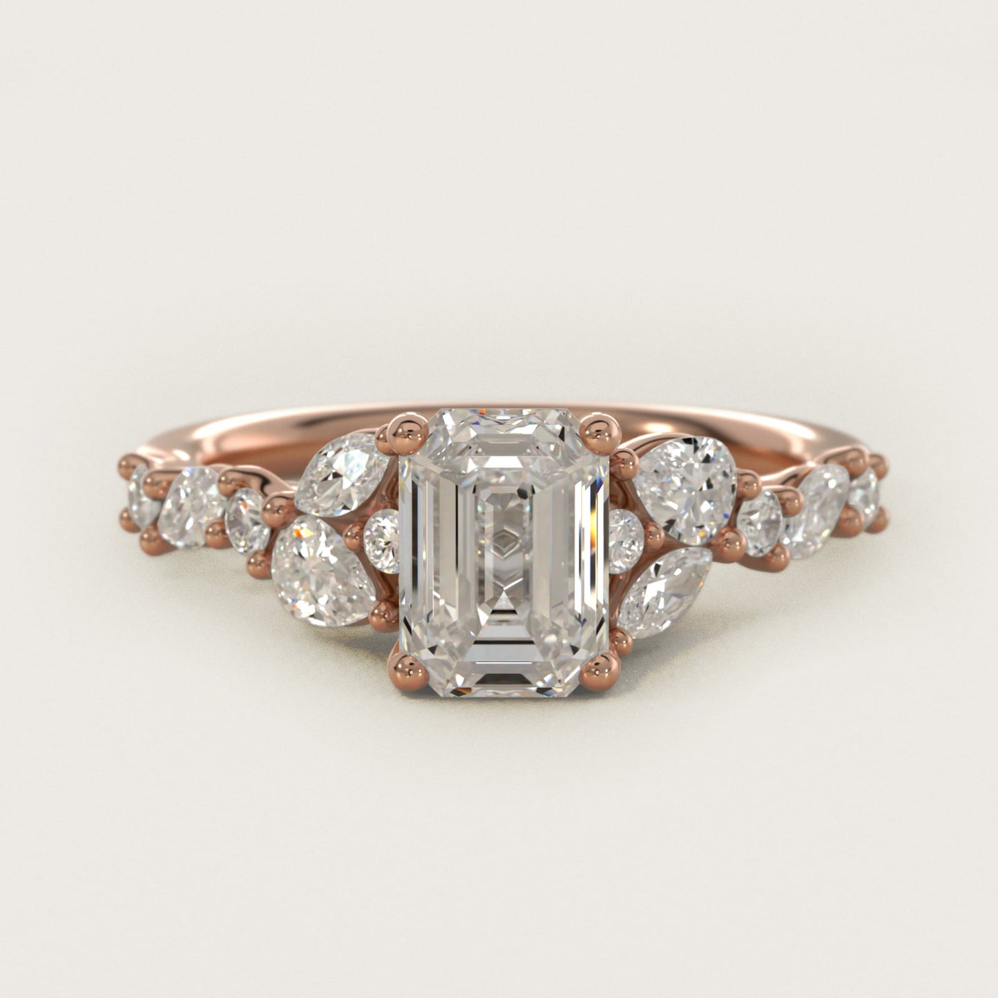 Romantic Pear and Round Diamond Twist Engagement Ring in 14k Rose Gold (1/2 ct. tw.) - Emerald Center