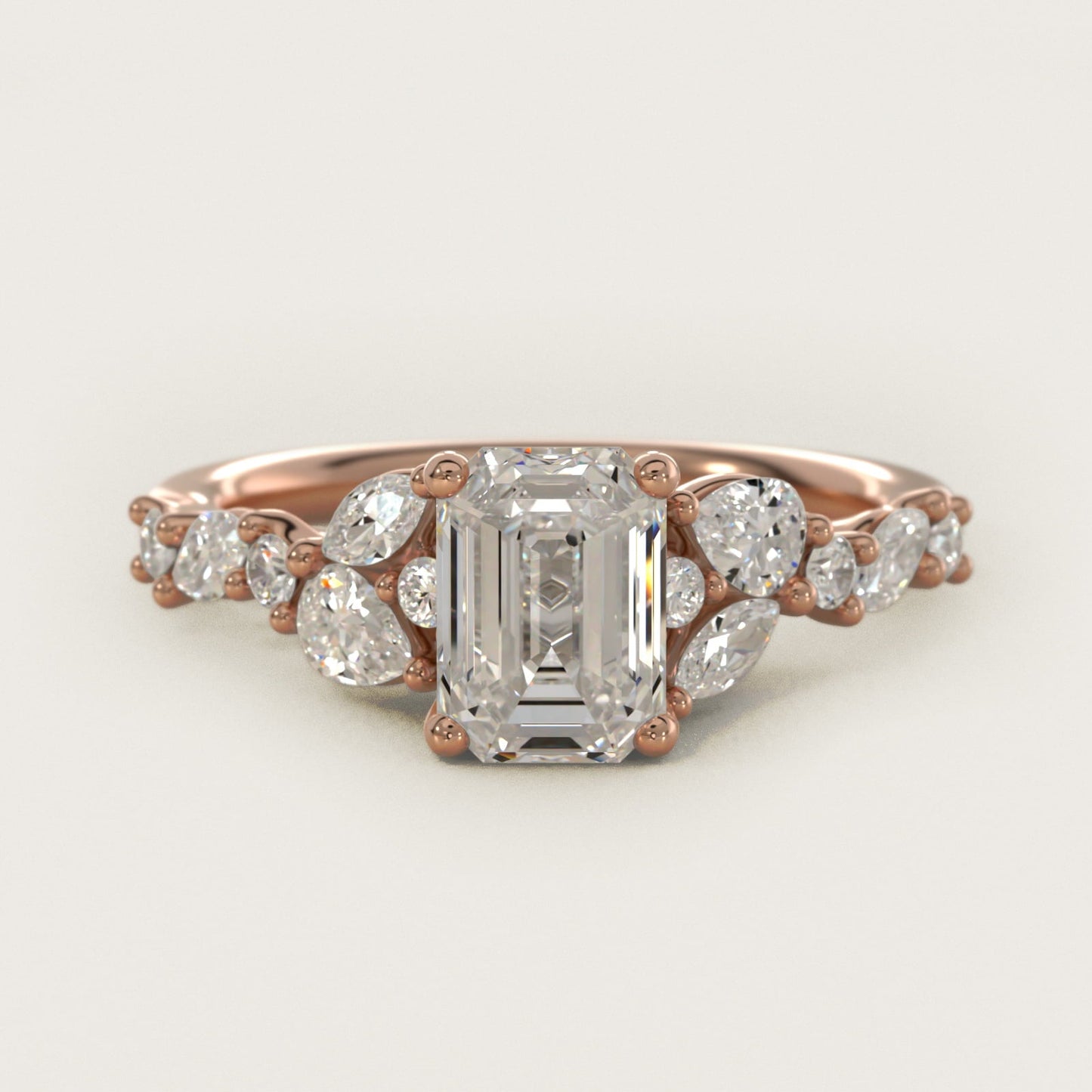 Romantic Pear and Round Diamond Twist Engagement Ring in 18k Rose Gold (1/2 ct. tw.) - Emerald Center