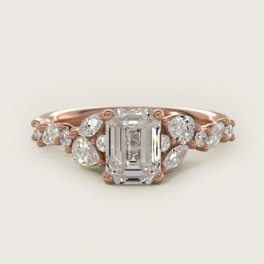 Romantic Pear and Round Diamond Twist Engagement Ring in 18k Rose Gold (1/2 ct. tw.) - Emerald Center