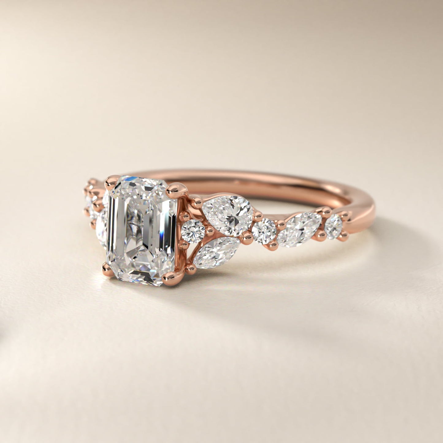 Romantic Pear and Round Diamond Twist Engagement Ring in 14k Rose Gold (1/2 ct. tw.) - Emerald Center