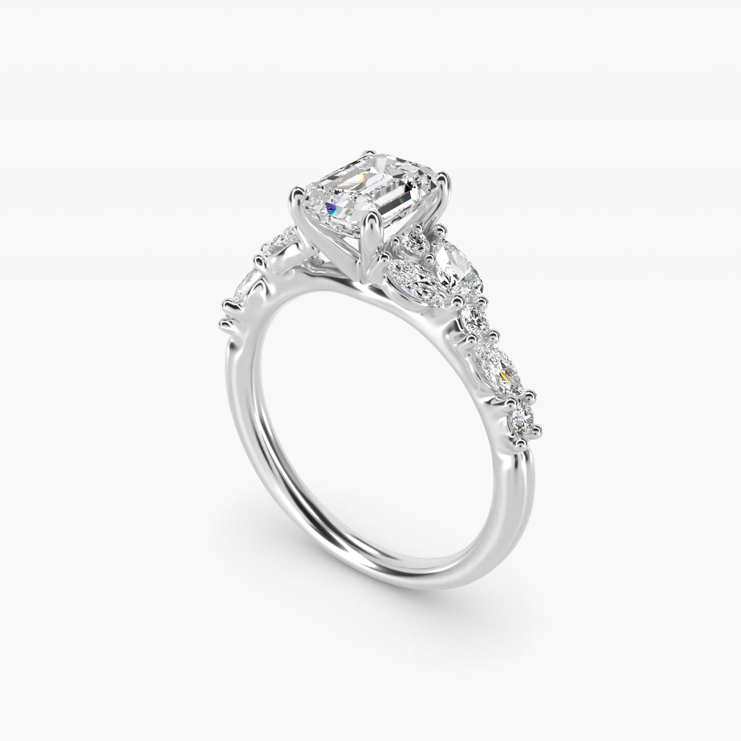 Romantic Pear and Round Diamond Twist Engagement Ring in 14k White Gold (1/2 ct. tw.) - Emerald Center
