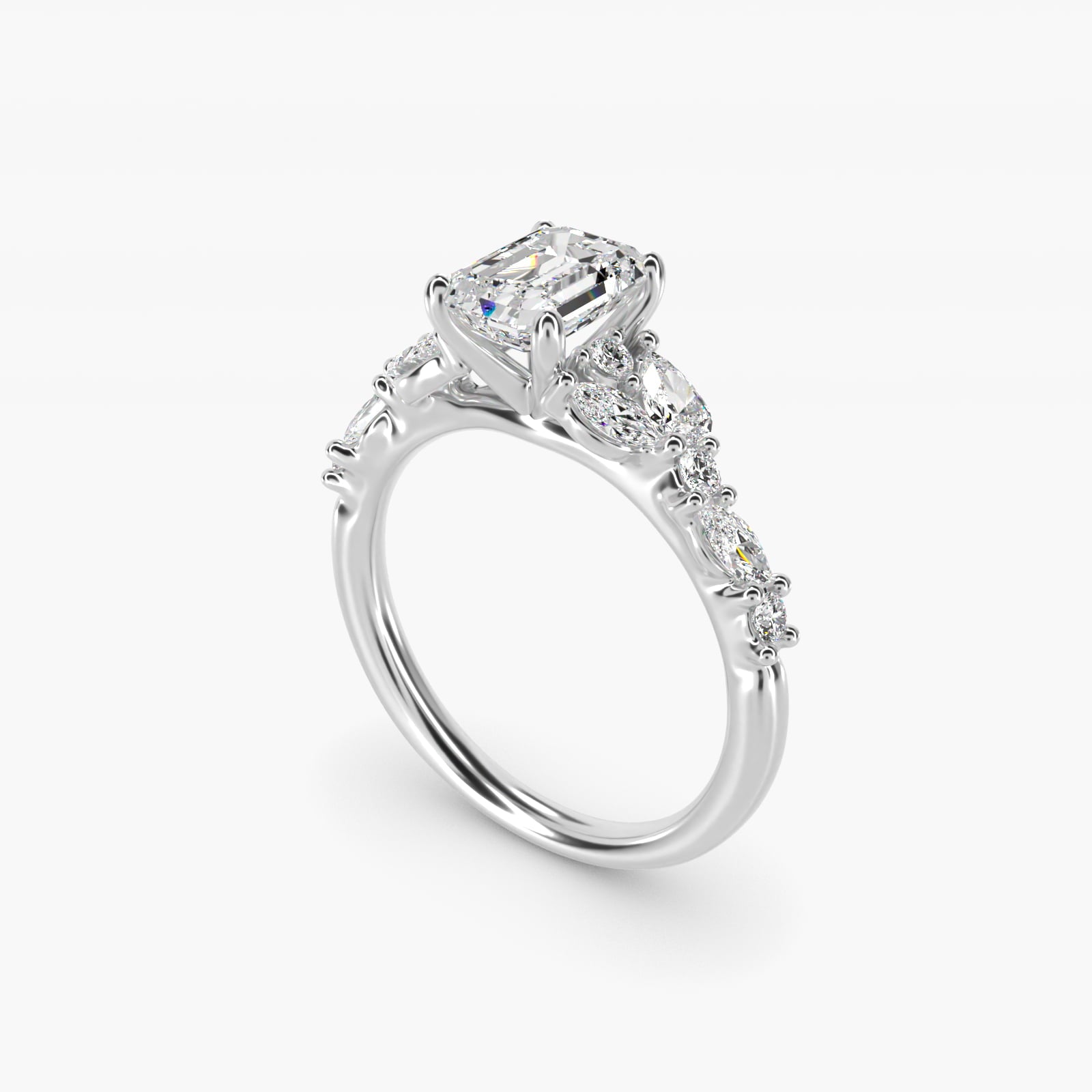 Romantic Pear and Round Diamond Twist Engagement Ring in 14k White Gold (1/2 ct. tw.) - Emerald Center