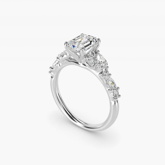 Romantic Pear and Round Diamond Twist Engagement Ring in 14k White Gold (1/2 ct. tw.) - Emerald Center