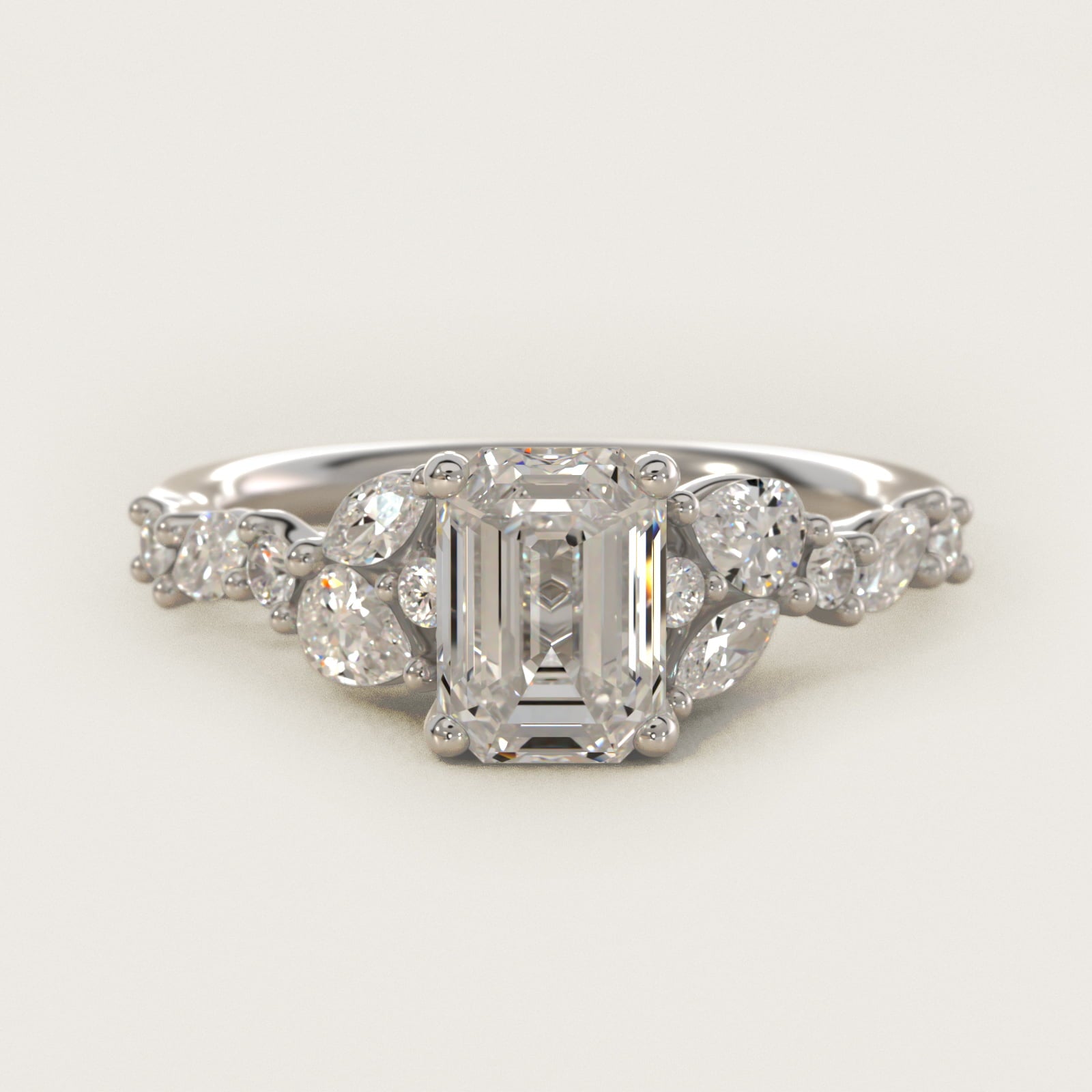 Romantic Pear and Round Diamond Twist Engagement Ring in 14k White Gold (1/2 ct. tw.) - Emerald Center