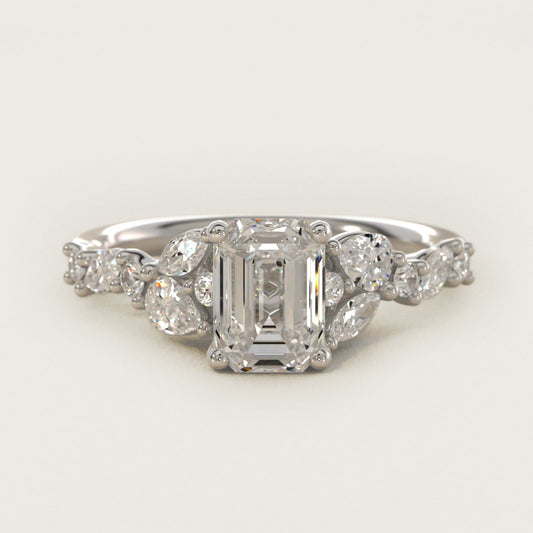 Romantic Pear and Round Diamond Twist Engagement Ring in 18k White Gold (1/2 ct. tw.) - Emerald Center