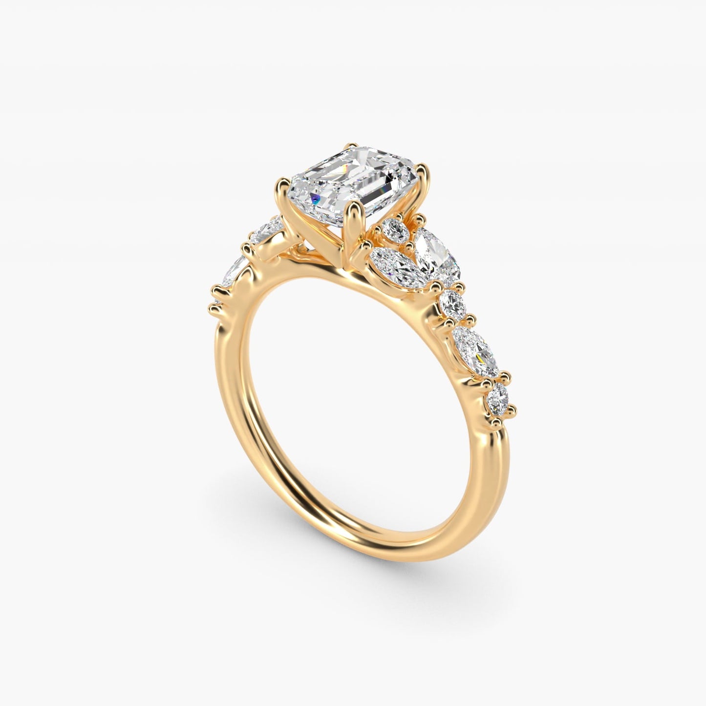 Romantic Pear and Round Diamond Twist Engagement Ring in 18k Yellow Gold (1/2 ct. tw.) - Emerald Center