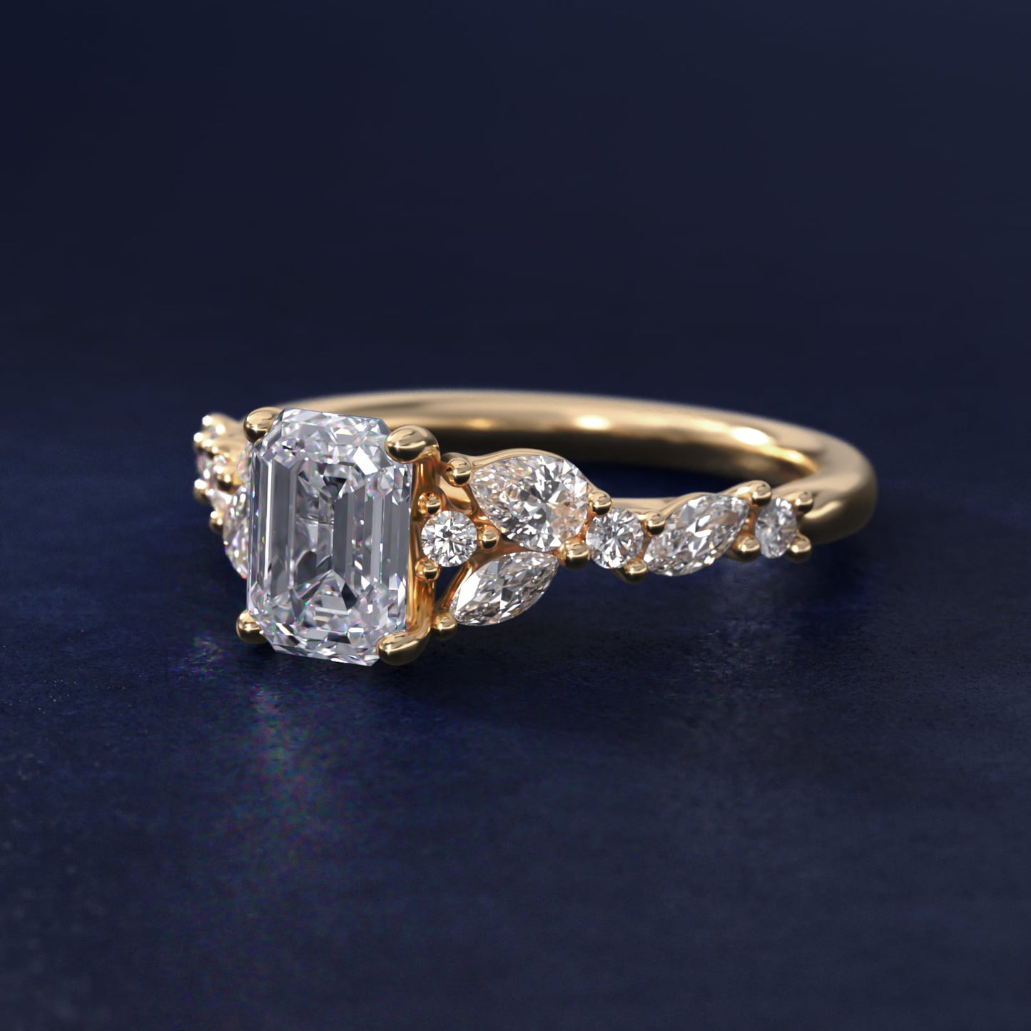 Romantic Pear and Round Diamond Twist Engagement Ring in 14k Yellow Gold (1/2 ct. tw.) - Emerald Center