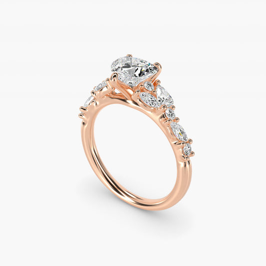 Romantic Pear and Round Diamond Twist Engagement Ring in 14k Rose Gold (1/2 ct. tw.) - Heart Center