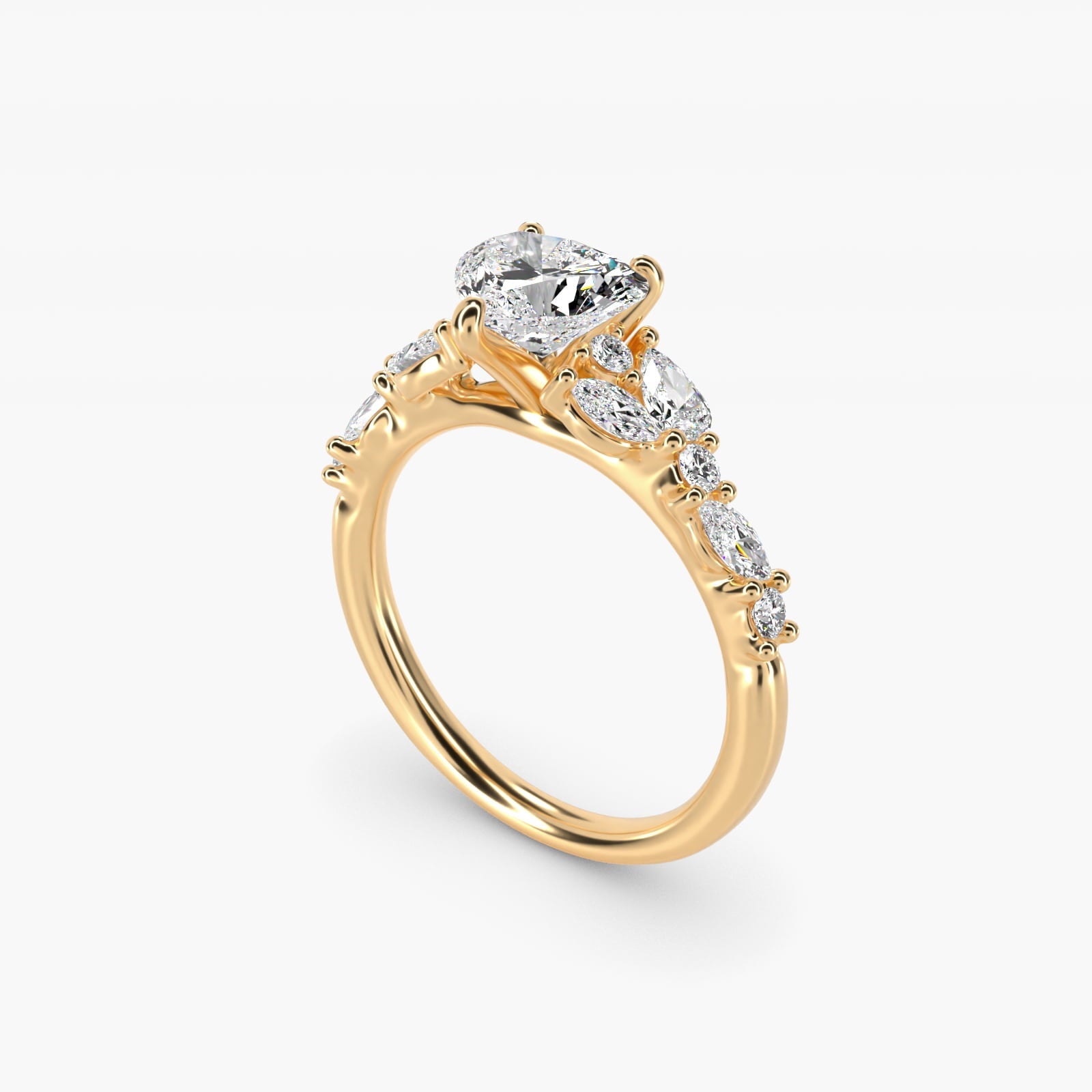 Romantic Pear and Round Diamond Twist Engagement Ring in 18k Yellow Gold (1/2 ct. tw.) - Heart Center
