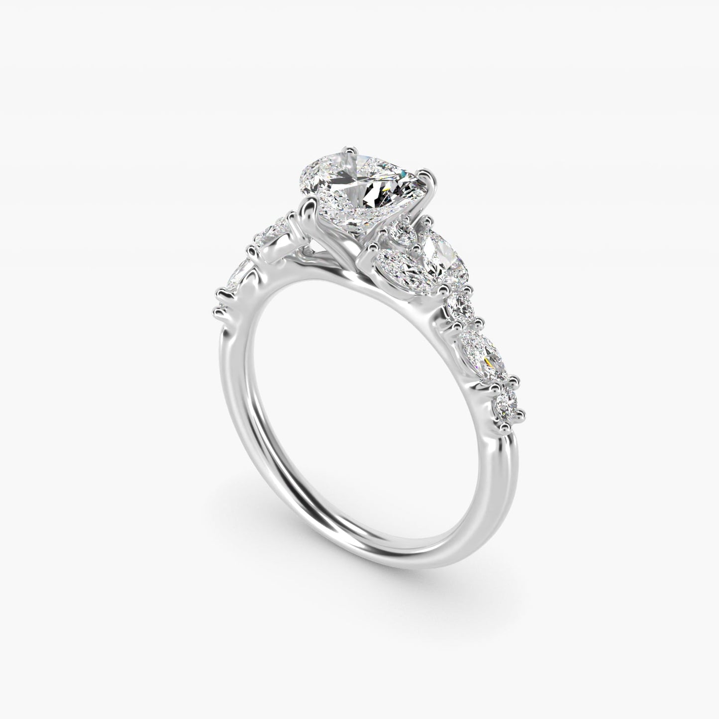 Romantic Pear and Round Diamond Twist Engagement Ring in Platinum (1/2 ct. tw.) - Heart Center