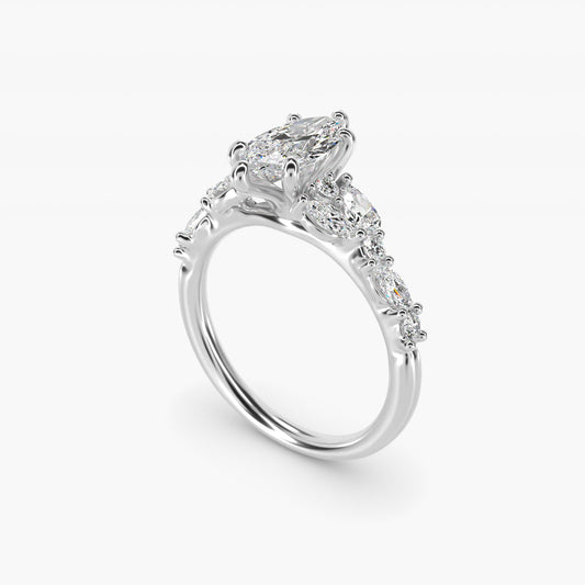 Romantic Pear and Round Diamond Twist Engagement Ring in 14k White Gold (1/2 ct. tw.) - Marquise Center