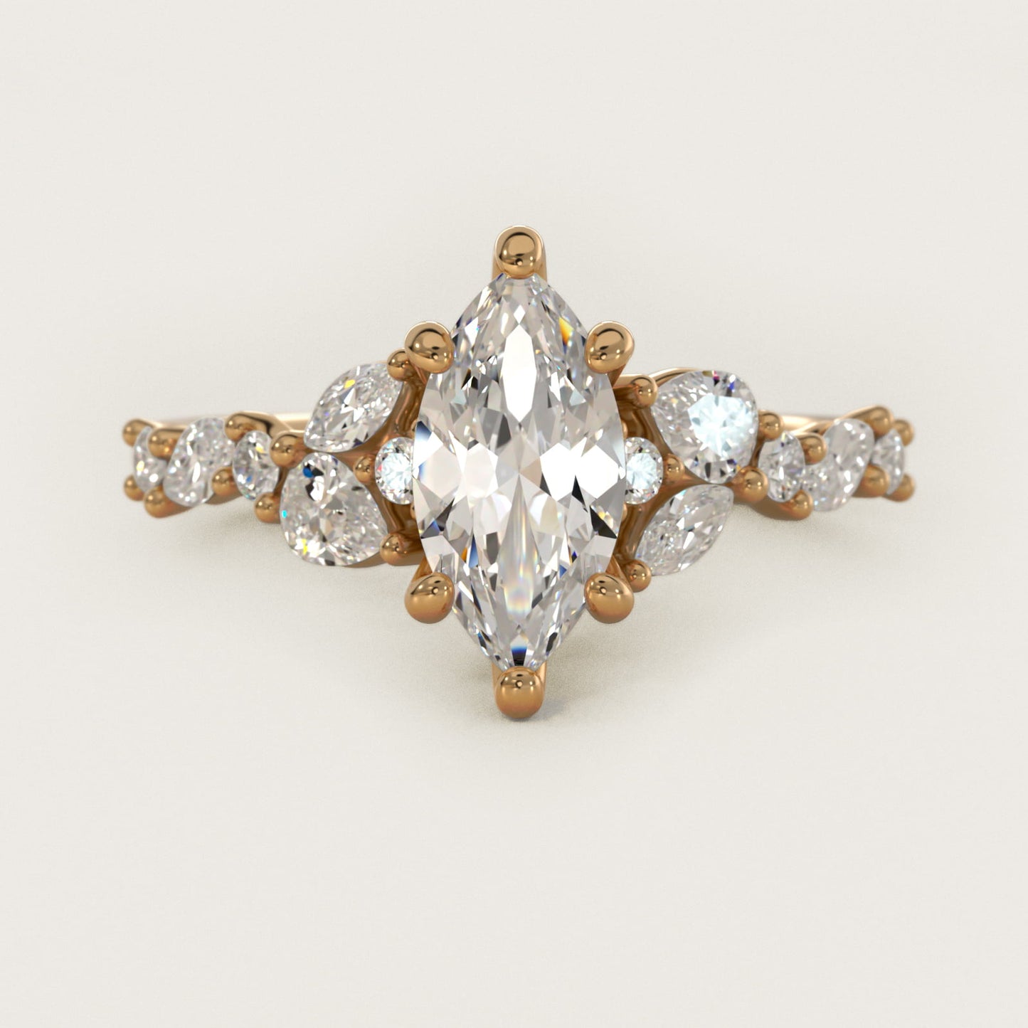 Romantic Pear and Round Diamond Twist Engagement Ring in 14k Yellow Gold (1/2 ct. tw.) - Marquise Center