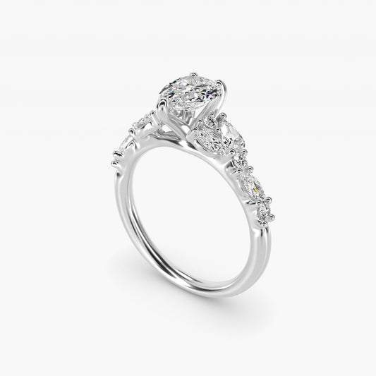 Romantic Pear and Round Diamond Twist Engagement Ring in 14k White Gold (1/2 ct. tw.) - Pear Center