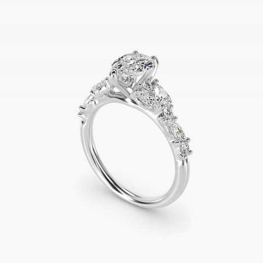 Romantic Pear and Round Diamond Twist Engagement Ring in Platinum (1/2 ct. tw.) - Pear Center