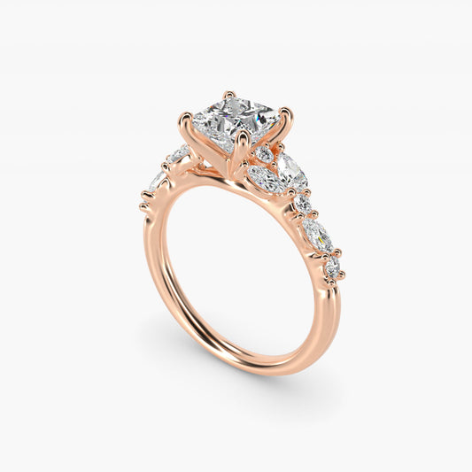 Romantic Pear and Round Diamond Twist Engagement Ring in 14k Rose Gold (1/2 ct. tw.) - Princess Center