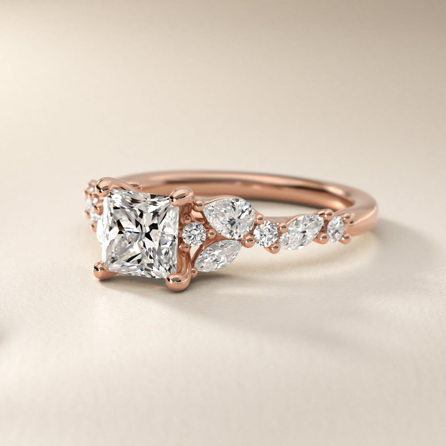 Romantic Pear and Round Diamond Twist Engagement Ring in 14k Rose Gold (1/2 ct. tw.) - Princess Center