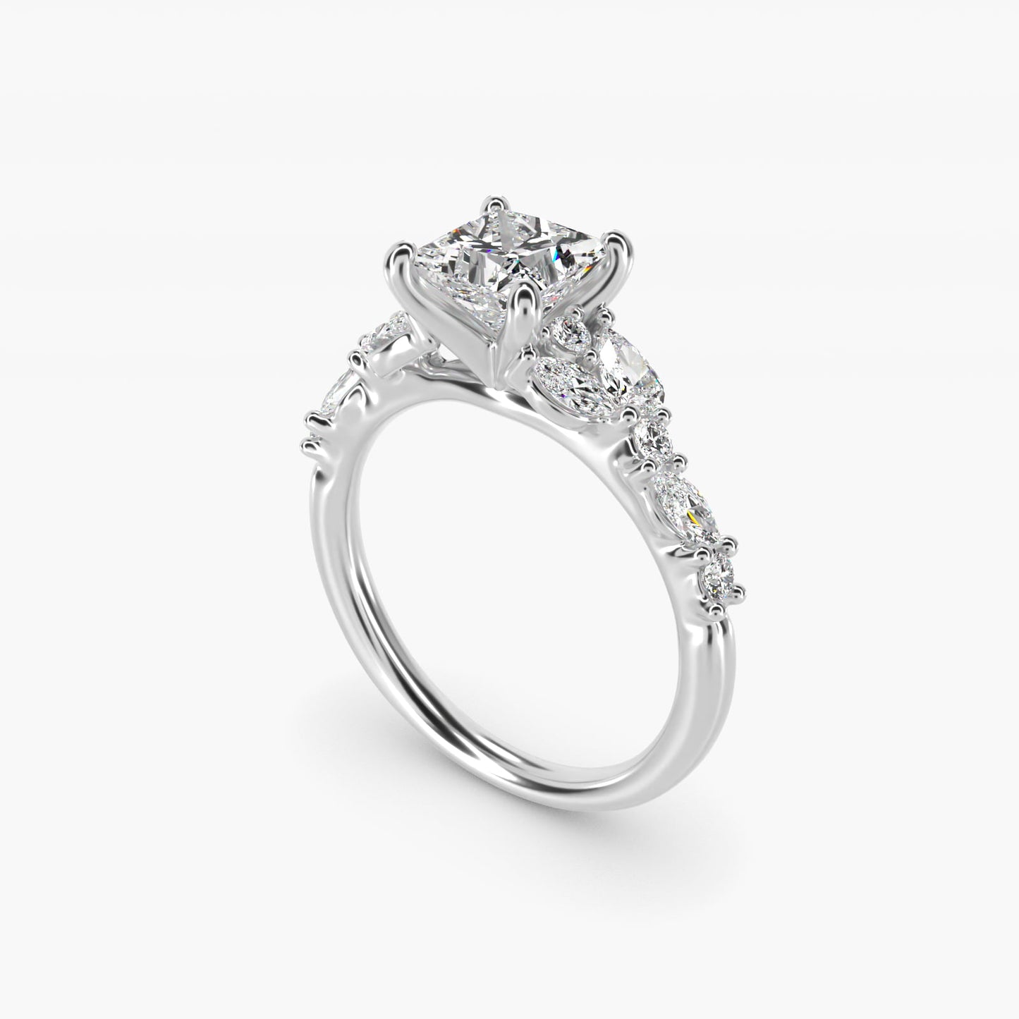 Romantic Pear and Round Diamond Twist Engagement Ring in 14k White Gold (1/2 ct. tw.) - Princess Center