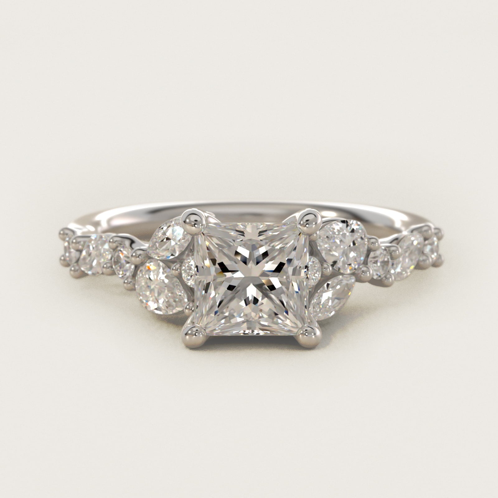 Romantic Pear and Round Diamond Twist Engagement Ring in 14k White Gold (1/2 ct. tw.) - Princess Center
