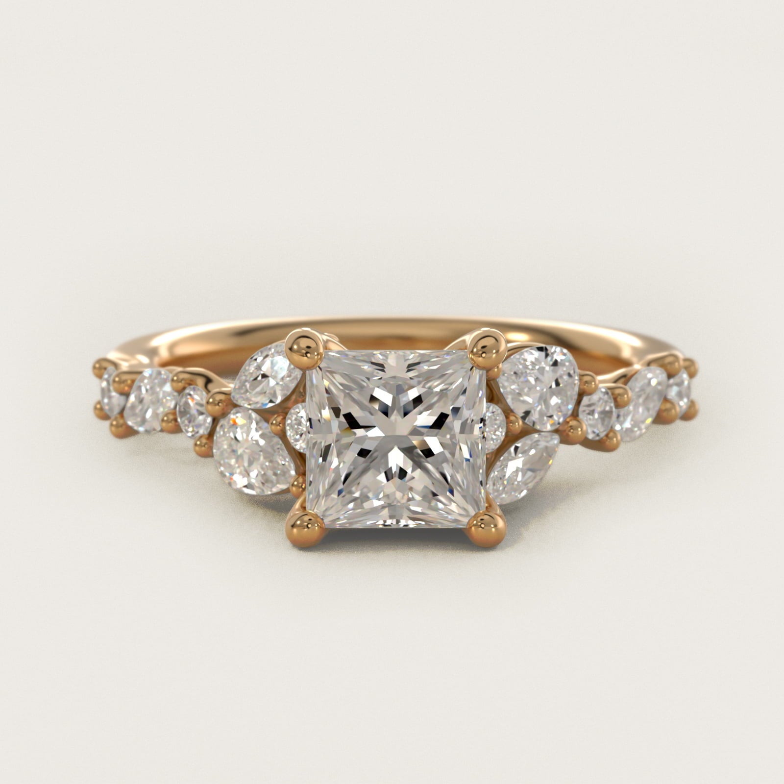 Romantic Pear and Round Diamond Twist Engagement Ring in 14k Yellow Gold (1/2 ct. tw.) - Princess Center