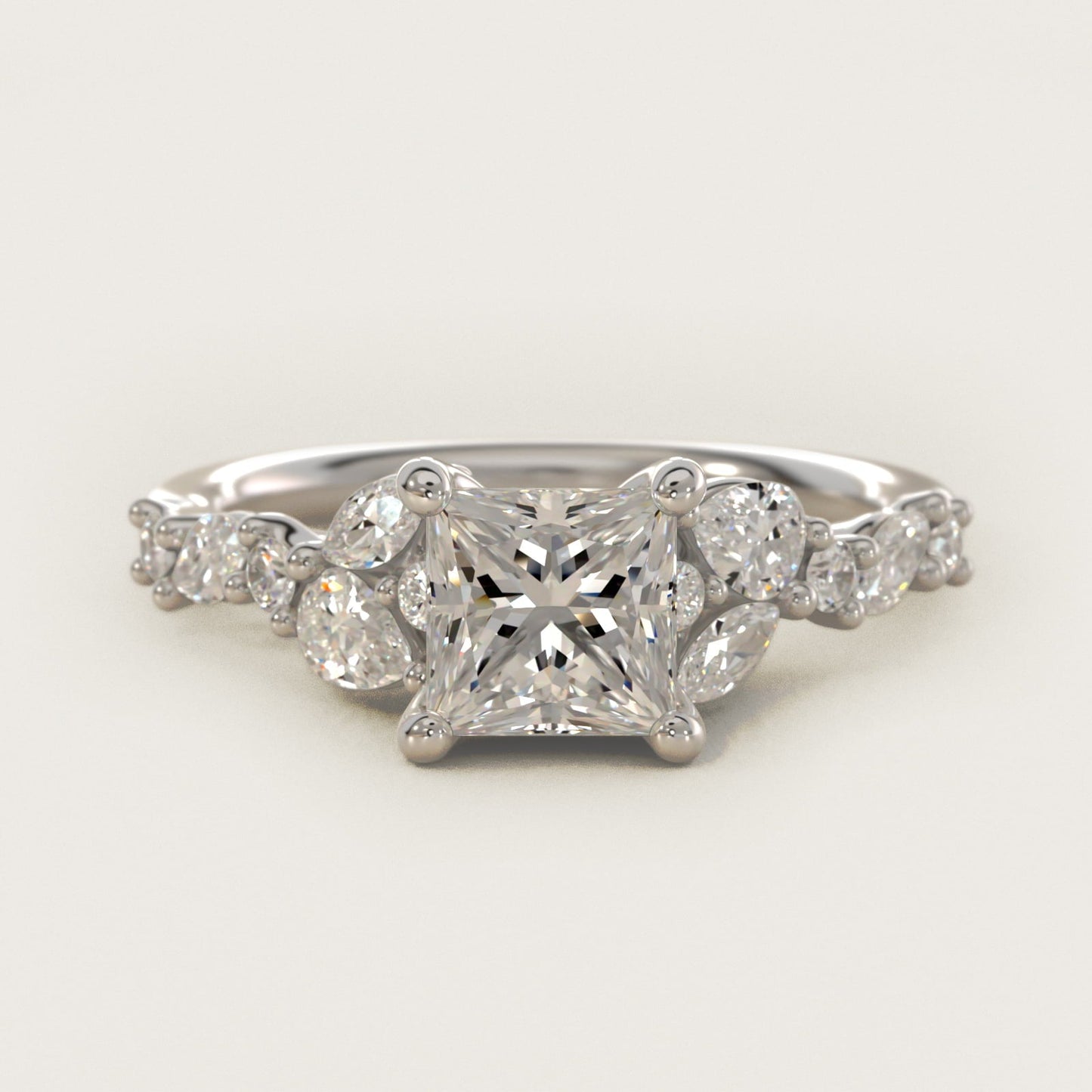 Romantic Pear and Round Diamond Twist Engagement Ring in Platinum (1/2 ct. tw.) - Princess Center